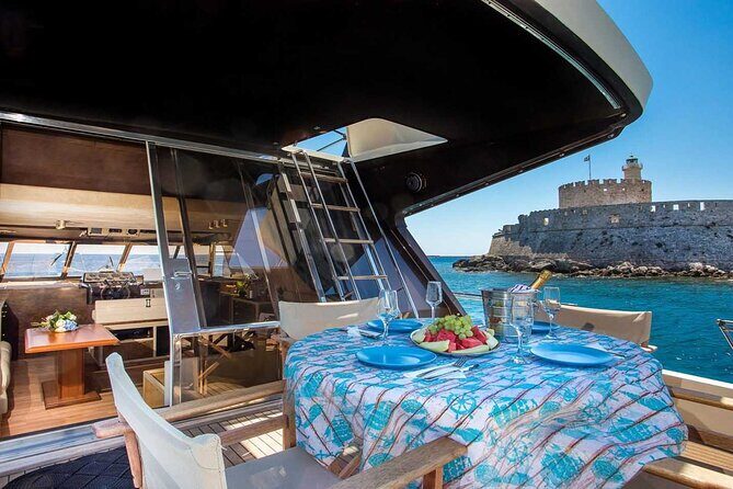 Half-Day Private Yacht Cruise in Rhodes - Traganou Beach: snack and drinks, plus a Faliraki pass